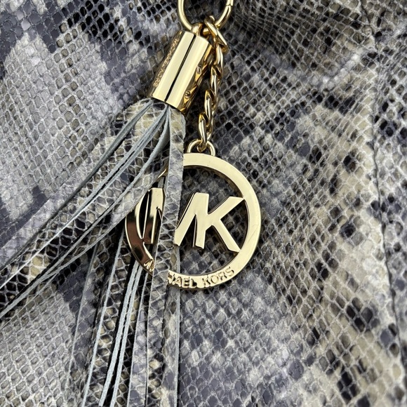 MICHAEL KORS Snake Print Shoulder Bag with Tassel Charm - Picture 2 of 12